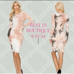 Pink Tie Dye Combo Bodycon Dress NWT